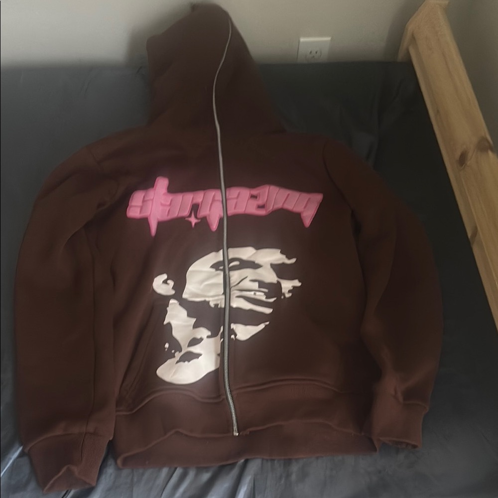 Brown and Pink Scarface Graphic Hoodie